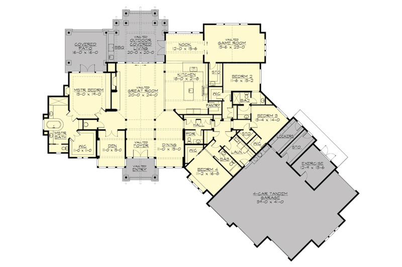Dream House Plan - Floor Plan - Main Floor for Cottage House Plan #132-568 - 4 bed, 3.5 bath