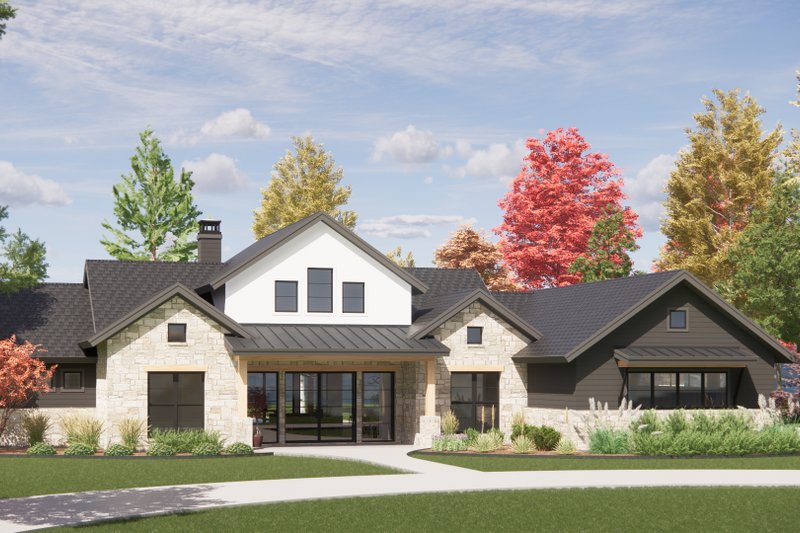 Architectural House Design - Exterior - Front Elevation 3 for Country House Plan #1096-43 - 4 bed, 4.5 bath