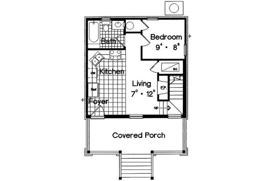 Floor Plan - Main Floor for Cottage House Plan #417-101 - 1 bed, 1 bath