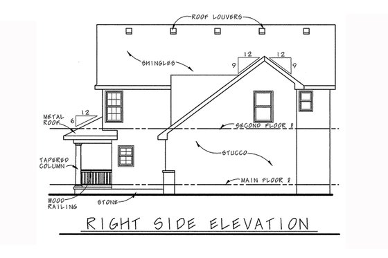 Exterior - Other Elevation 1 for Farmhouse House Plan #20-1212 - 3 bed, 2.5 bath