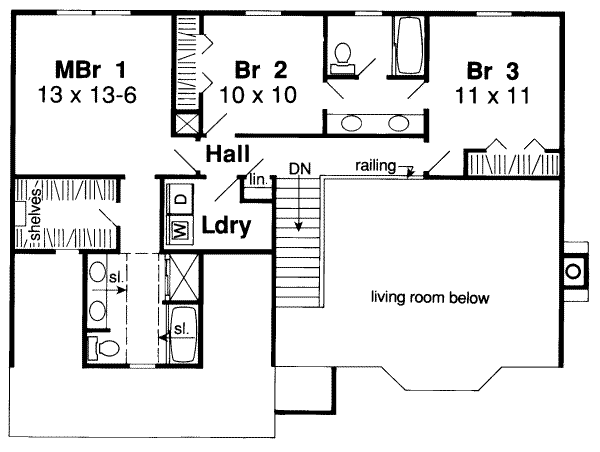 Traditional Floor Plan - Upper Floor Plan #312-320