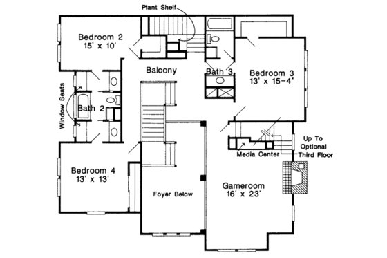 Floor Plan - Upper Floor for Victorian House Plan #410-230 - 4 bed, 3.5 bath