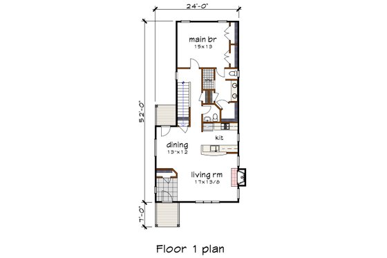 Floor Plan - Main Floor for Modern House Plan #79-322 - 3 bed, 2.5 bath