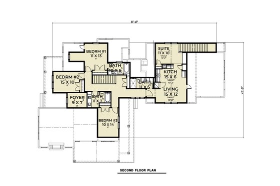 Floor Plan - Upper Floor for Farmhouse House Plan #1070-132 - 5 bed, 4.5 bath