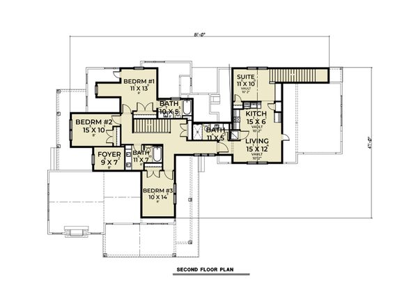 Architectural House Design - Farmhouse Floor Plan - Upper Floor Plan #1070-132