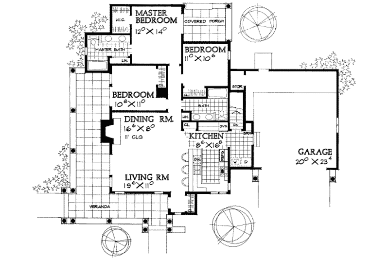 Home Plan - Floor Plan - Main Floor for Mediterranean House Plan #72-460 - 3 bed, 2 bath