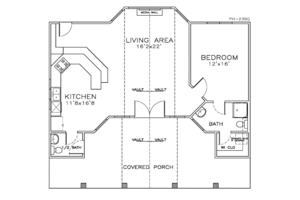 Floor Plan - Main Floor for Southern House Plan #8-152 - 1 bed, 2 bath