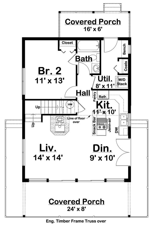 Cabin Floor Plan - Main Floor Plan #126-181