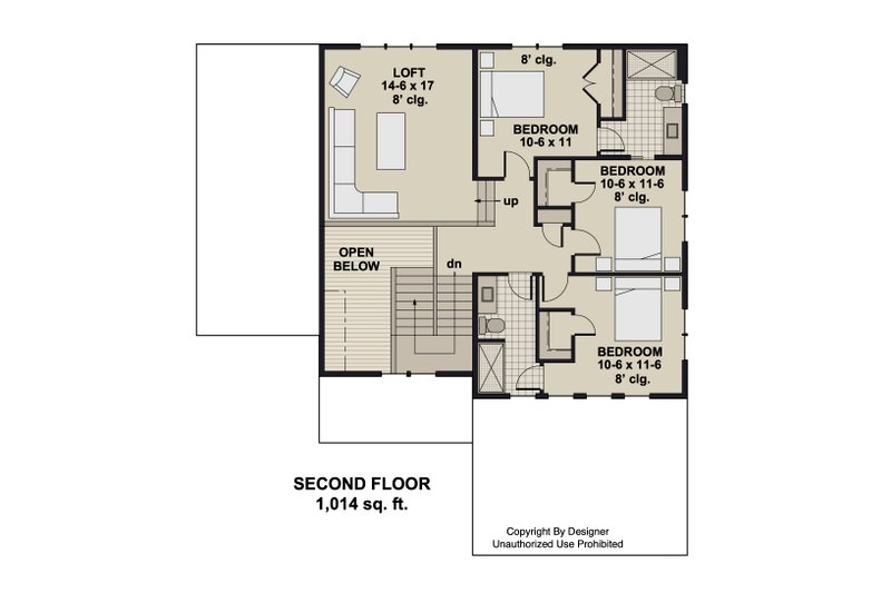 Home Plan - Floor Plan - Upper Floor for Craftsman House Plan #51-1424 - 4 bed, 3.5 bath