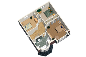 Floor Plan - Upper Floor 1 for European House Plan #25-4471 - 3 bed, 1 bath