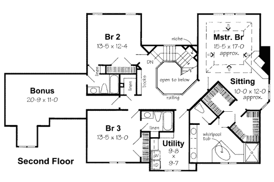 Floor Plan - Upper Floor for Traditional House Plan #312-400 - 3 bed, 3.5 bath