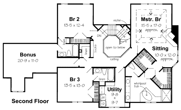 Traditional Floor Plan - Upper Floor Plan #312-400