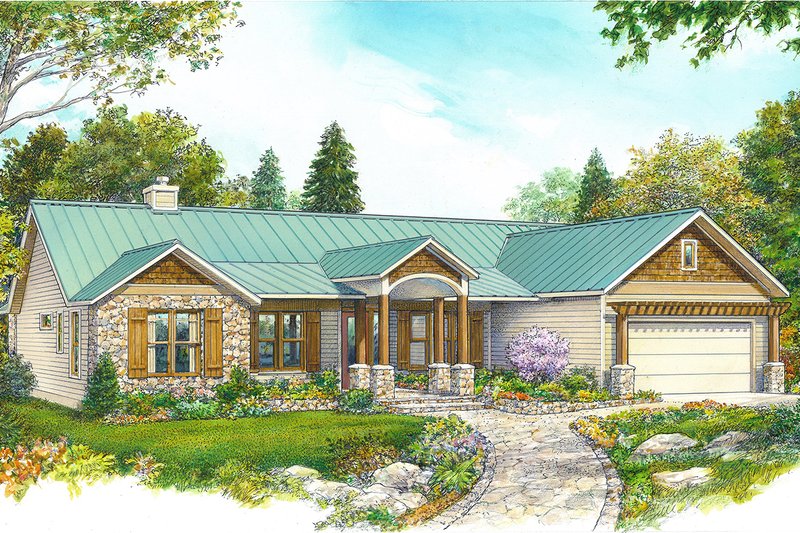 Country Style House Plan - 3 Beds 2 Baths 1780 Sq/Ft Plan #140-192