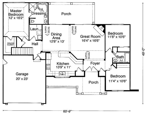 Dream House Plan - Craftsman style house plan, main level floor plan
