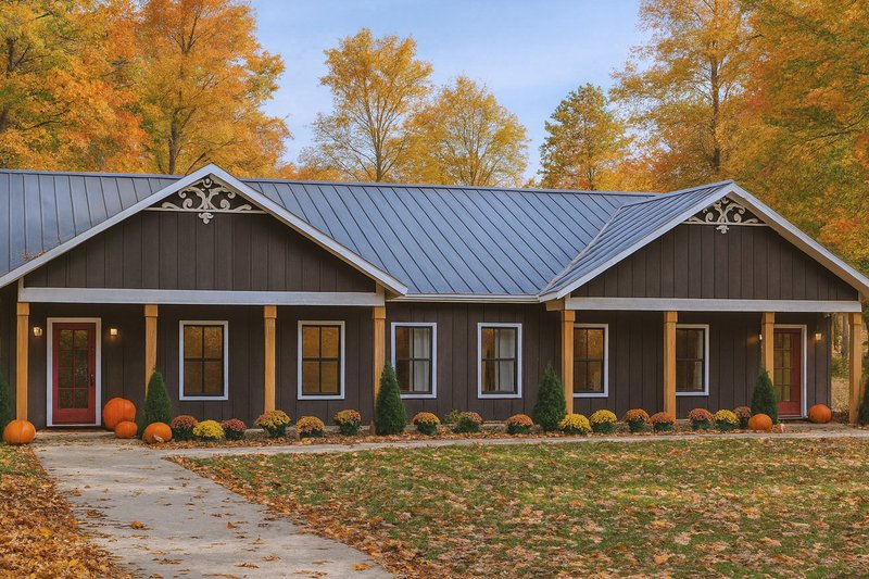 House Blueprint - Farmhouse Exterior - Front Elevation Plan #44-303