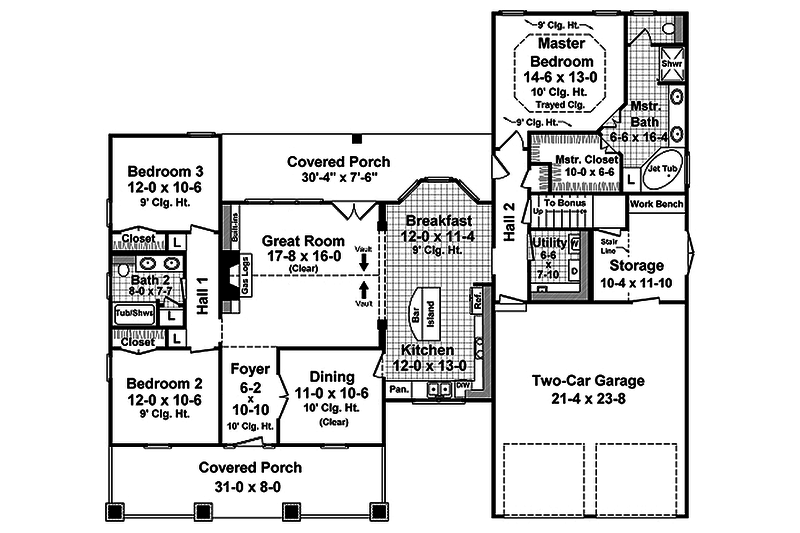 Dream House Plan - Craftsman style house plan, main level floor plan