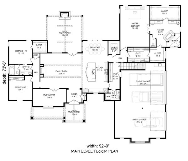 Traditional Floor Plan - Main Floor Plan #932-167