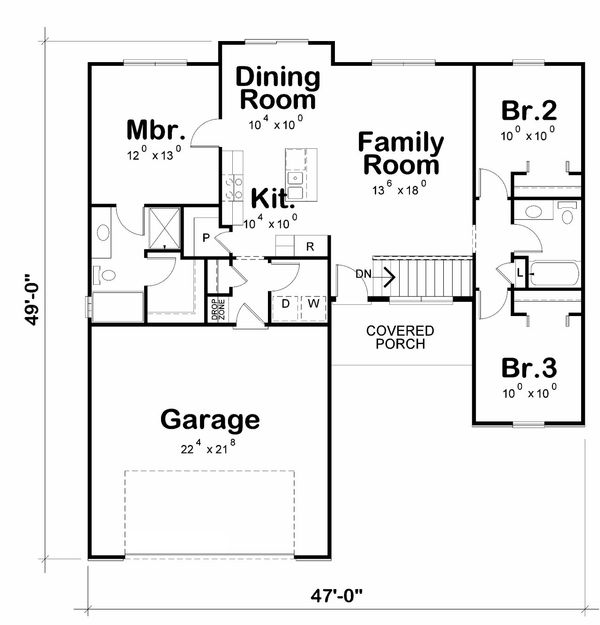 Architectural House Design - Craftsman Floor Plan - Main Floor Plan #20-2182