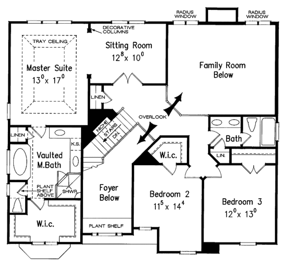 Architectural House Design - Colonial Floor Plan - Upper Floor Plan #927-843