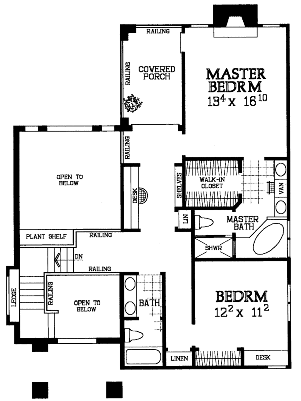 House Blueprint - Traditional Floor Plan - Upper Floor Plan #72-1095