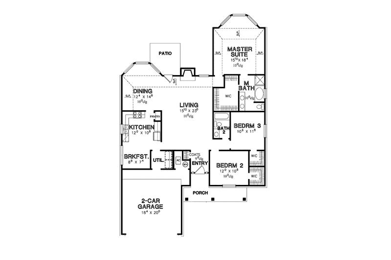 Architectural House Design - Floor Plan - Main Floor for Country House Plan #472-413 - 3 bed, 2 bath