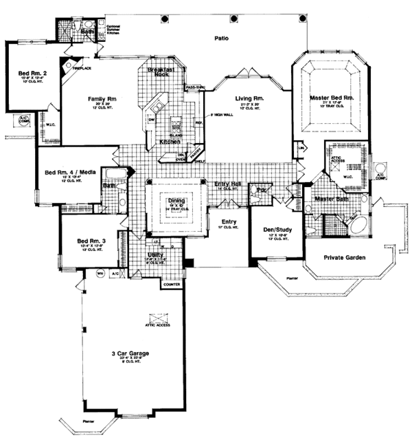 House Design - Mediterranean Floor Plan - Main Floor Plan #417-477