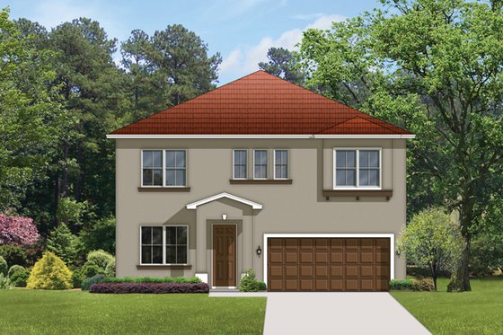 Exterior - Front Elevation 3 for Mediterranean House Plan #1058-61 - 4 bed, 2.5 bath