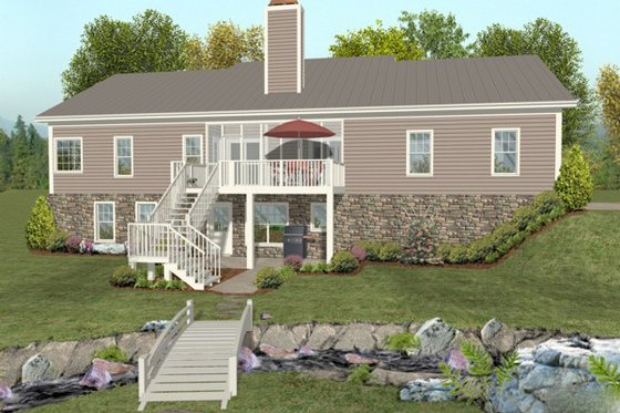 Exterior - Rear Elevation for Traditional House Plan #56-606 - 2 bed, 2.5 bath