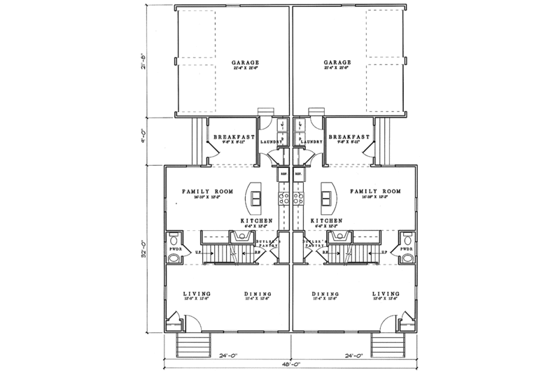 Architectural House Design - Floor Plan - Main Floor for Colonial House Plan #992-3 - 2 bed, 2.5 bath