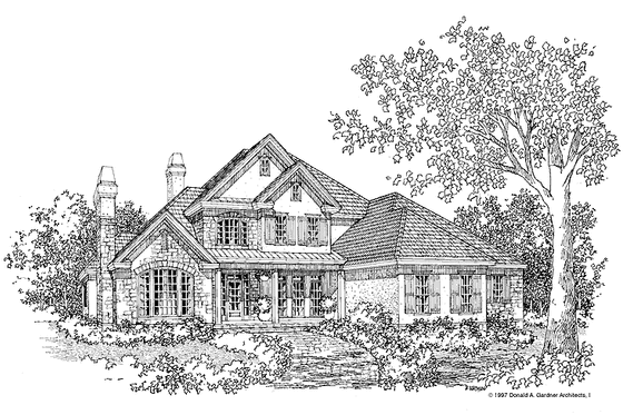 Exterior - Front Elevation 3 for Country House Plan #929-271 - 4 bed, 3.5 bath