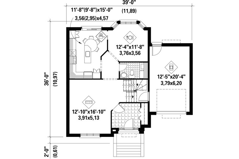 Dream House Plan - Floor Plan - Main Floor for European House Plan #25-4712 - 4 bed, 1 bath