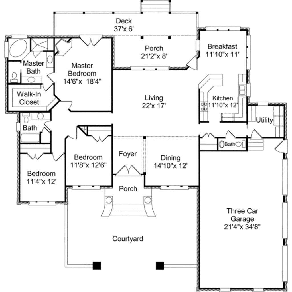 Traditional Style House Plan 3 Beds 3 Baths 2201 Sqft Plan 37 103