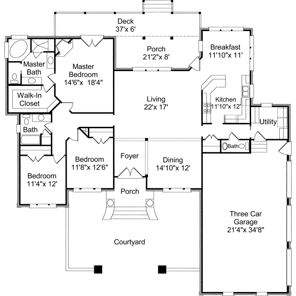 Home Plan - Traditional Floor Plan - Main Floor Plan #37-103