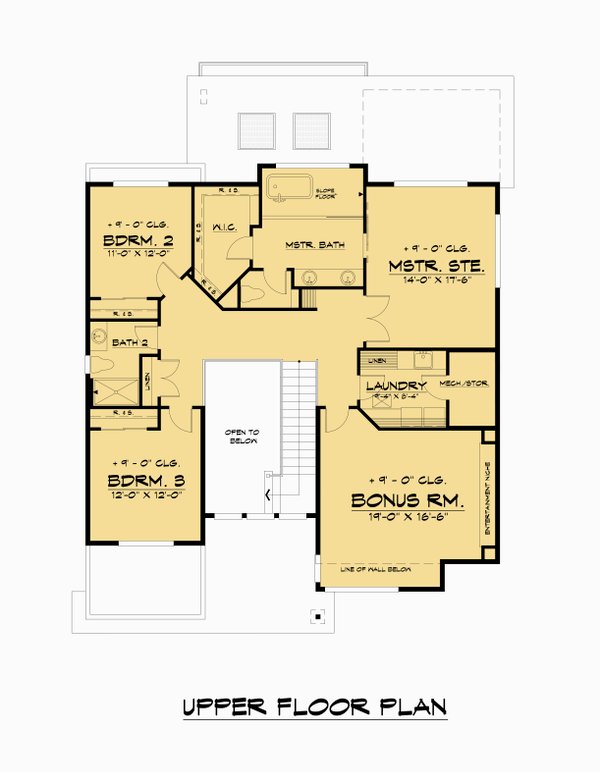 House Blueprint - Contemporary Floor Plan - Upper Floor Plan #1066-214