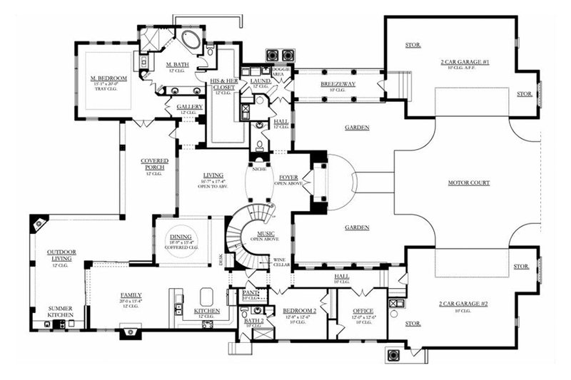 Dream House Plan - Floor Plan - Main Floor for Mediterranean House Plan #1058-97 - 4 bed, 4.5 bath