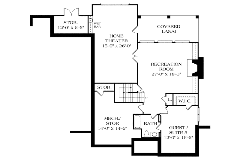 Home Plan - Floor Plan - Lower Floor for Country House Plan #453-424 - 5 bed, 4.5 bath