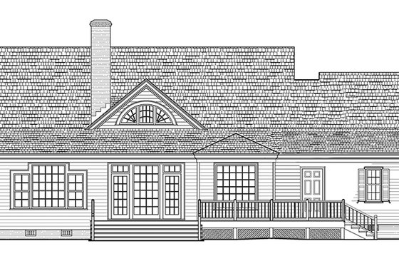 Exterior - Rear Elevation for Country House Plan #137-366 - 4 bed, 3 bath