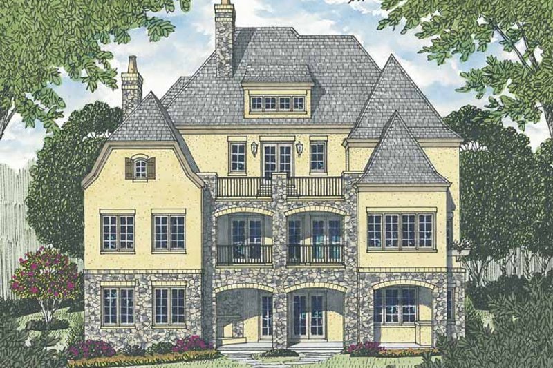 Home Plan - Exterior - Rear Elevation for European House Plan #453-603 - 4 bed, 4 bath