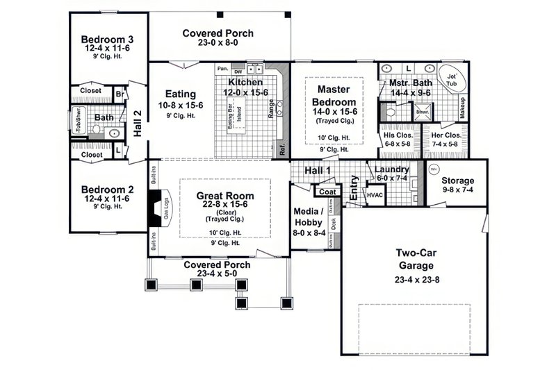 Dream House Plan - Floor Plan - Main Floor for Craftsman House Plan #21-664 - 3 bed, 2 bath