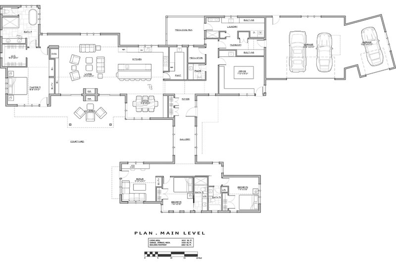 Architectural House Design - Floor Plan - Main Floor 1 for Contemporary House Plan #892-21 - 3 bed, 3.5 bath
