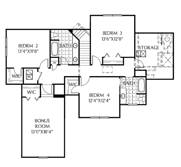 House Plan Design - Mediterranean Floor Plan - Upper Floor Plan #999-149
