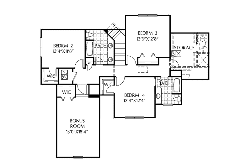 Dream House Plan - Floor Plan - Upper Floor for Mediterranean House Plan #999-149 - 4 bed, 4 bath
