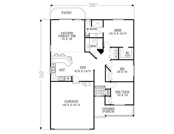 Architectural House Design - Craftsman Floor Plan - Main Floor Plan #53-609
