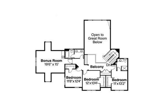 Floor Plan - Upper Floor for Traditional House Plan #124-685 - 4 bed, 3.5 bath