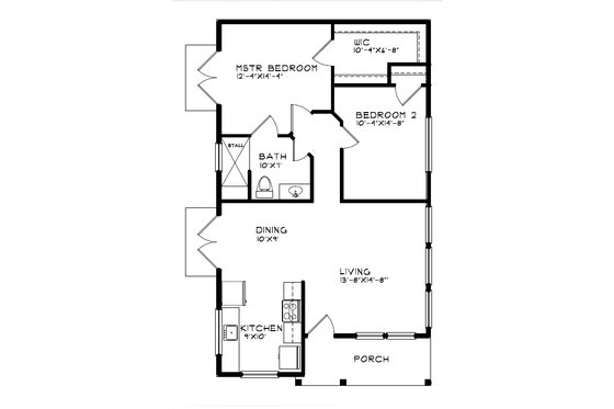 Floor Plan - Main Floor for Bungalow House Plan #515-55 - 2 bed, 1 bath