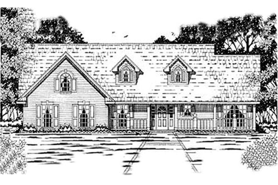 Exterior - Front Elevation for Country House Plan #42-248 - 3 bed, 2 bath
