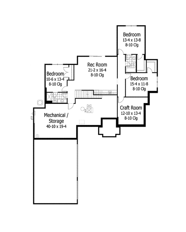 House Design - Ranch Floor Plan - Lower Floor Plan #51-1069