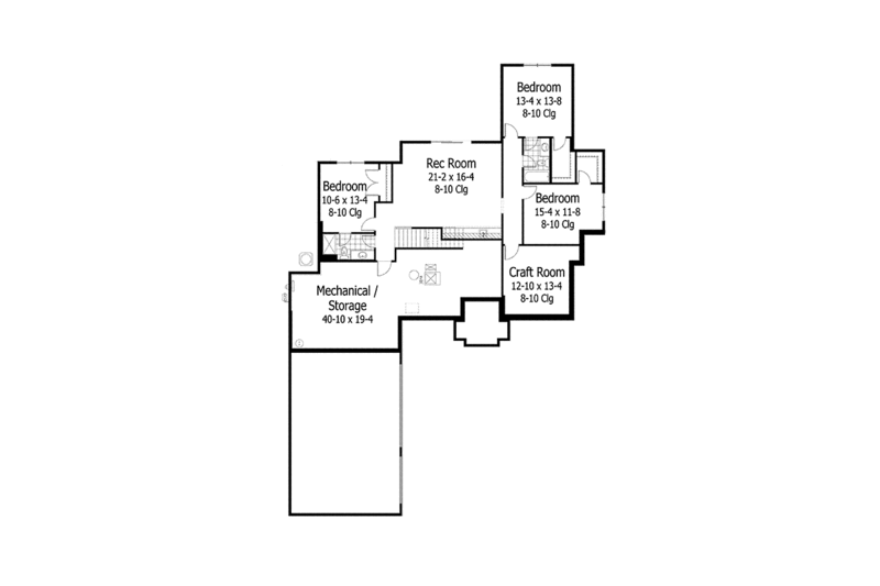 Home Plan - Floor Plan - Lower Floor for Ranch House Plan #51-1069 - 5 bed, 4.5 bath
