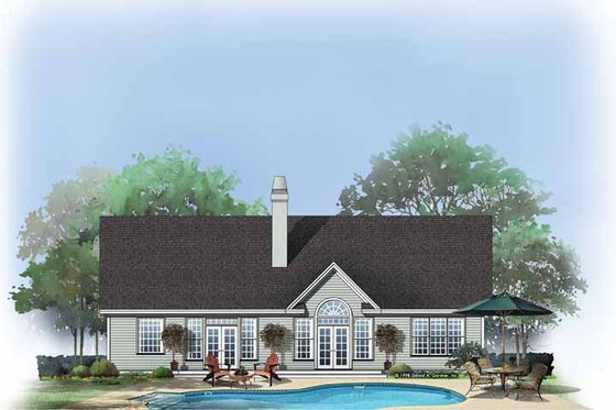 Exterior - Rear Elevation for Ranch House Plan #929-420 - 3 bed, 2 bath