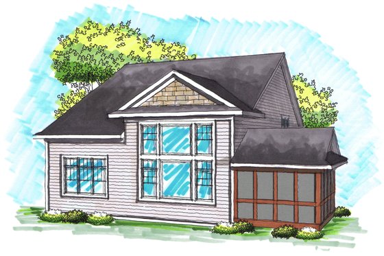 Exterior - Rear Elevation for Traditional House Plan #70-1035 - 3 bed, 3.5 bath